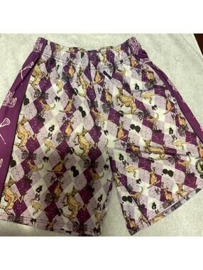 Flow Society Lacrosse Shorts Purple Kangaroo Print Sz Small